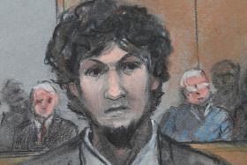 Boston Marathon bomber Dzhokhar Tsarnaev is sentenced at the federal courthouse in Boston.