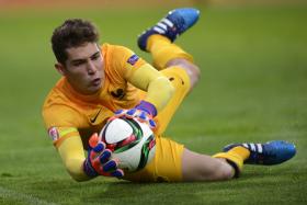 Luca Zidane in action in the  Euro  Under-17 match against Scotland early this month