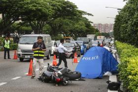 SMASHED: The impact was so great that Mr Liow Yong Seng&#039;s motorcycle broke into two and was flung across the expressway.