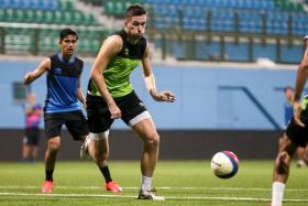DYNAMIC DUO: Balestier coach Marko Kraljevic will be banking on striker Robert Pericic&#039;s (in green) formidable partnership with Miroslav Kristic.
