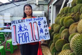 Ms Vanessa Chua, owner of Delight Fruit Trading in Geylang, started her business to provide steady jobs for &quot;durian workers&quot; who can&#039;t find work when the king of fruits is not in season for six months.