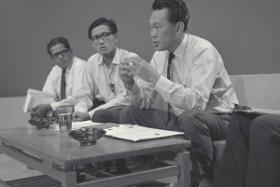 Then-Prime Minister Lee Kuan Yew announcing Singapore’s separation from Malaysia during a press conference on Aug 9, 1965. Earlier that day, the Proclamation of Independence was read on radio.