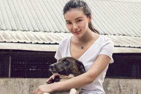 Socialite and animal lover Kim Lim raises funds for local shelter and got close to shelter dog named Lian Lian (above).