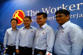 The Workers&#039; Party introduced four candidates for GE2015 at its Syed Alwi Road headquarters yesterday. (From left) Mr Dylan Ng Foo Eng, Mr Koh Choong Yong, Mr Daniel Goh Pei Siong, Mr Redzwan Hafidz Abdul Razak.
