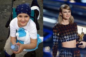 Cancer survivor Dominique Schell (left) has written an open letter on Facebook to US pop star Taylor Swift (right), pleading with her to visit Singapore kids who are battling sarcoma. 