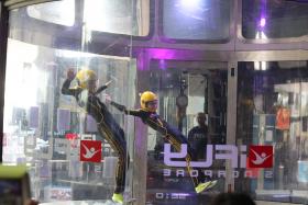 Team Firefly putting on a spectacular performance with their impressive indoor skydiving skills before the 1st Inter-school So You Think You Can Fly: School Edition competition