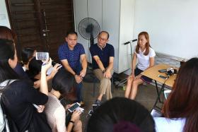 EMOTIONAL: (From left) Kovan murder victim Tan Boon Sin&#039;s younger son Tan Chee Wee, brother-in-law Ong Boon Kok and daughter Tan Siew Ling, speaking to the media at the Hillside Drive house.