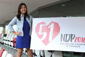 WINNER: Singapore Polytechnic student Lim Xin Chelsea with her NDP logo.