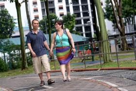 SUPPORT: Mr Sim Tharn Chun says his wife, Mrs Cathryn Sim, has been his pillar of strength, accompanying him on evening walks and being his ears.