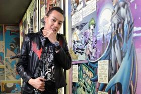 BAT CRAZY: Alif Putra grew up collecting clothes featuring Batman and is now the first musician here to be an official product endorser of DC Comics Super Heroes.