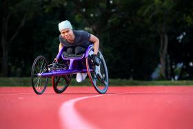 NEW WHEELCHAIR: Miss Norsilawati Sa’at will be competing in the Rio Paralympics next month.