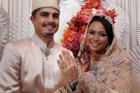 WEDDED BLISS: Local actress Nadiah M Din and Mr Bilal Jeanpierre solemnised their marriage last month.