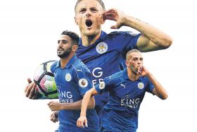 CONFIDENT IN HIS STRIKEFORCE: Leicester manager Claudio Ranieri says he will not trade his attacking trio of (from far left) Riyad Mahrez, Jamie Vardy and Islam Slimani for others. 