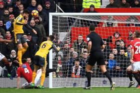 HEARTBREAK: Substitute Olivier Giroud&#039;s (second from far left) equaliser came from one of Arsenal&#039;s rare attacks.  