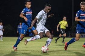 Esoh Omogba of Boeung Ket FC drew first blood for the Cambodian side in the RHB Singapore Cup clash against Warriors FC