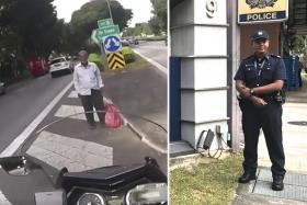 A still from the Facebook video and Police second sergeant Mohd Elfie Mohd Amin, 30, at Changi Neighbourhood Police Centre.

