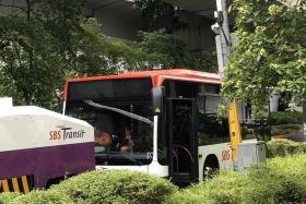 Bus catches fire outside St James Power Station 