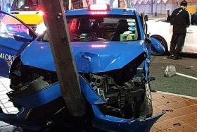 Cabby, passengers taken to SGH after crash in Chinatown