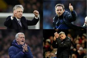 (Clockwise from top) Everton&#039;s Carlo Ancelotti, Chelsea&#039;s Frank Lampard, Manchester United&#039;s Ole Gunnar Solskjaer and Tottenham Hotspur&#039;s Jose Mourinho are among eight managers competing to secure European qualification. 