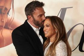 Jennifer Lopez and Ben Affleck attend a special screening of the film Marry Me at the Directors Guild of America in Los Angeles, Feb 8, 2022.