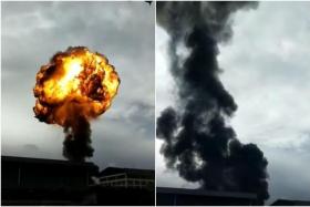 The large fireball caused a mushroom-shaped cloud to form. 
