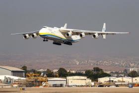 The Antonov Airlines An-225 Mriya landing at Israel's Ben Gurion International Airport on Aug 3, 2020.