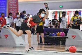 Cherie Tan in action at the Royal City&#039;s Heroworld Bowling Center on May 16, 2022. 

