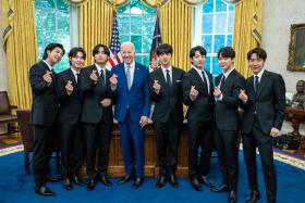 South Korean K-pop band BTS meets US President Joe Biden at the White House, May 31, 2022. 