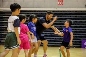 Former Liverpool and England goalkeeper David James, 51, at a football clinic organised by the Singapore Sports Hub at the OCBC Arena yesterday. 