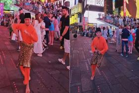 S'porean in Hari Raya garb breaks out in Malay dance at New York's Times Square