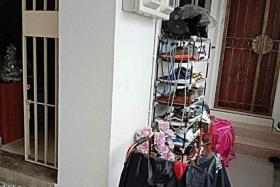 The shoe rack that allegedly started the long-running feud. 