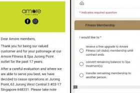 Amore informed members of the Jurong Point outlet closure on Sept 12.