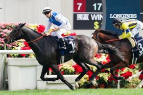 Junko (Maxime Guyon) winning the Group 1 Longines Hong Kong Vase (2,400m) for France.
