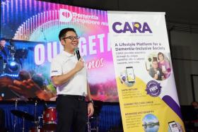 Dementia Singapore's Advocacy & Communications director Bernard Lim launching the updated Cara app.