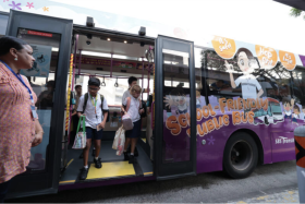 The School-Friendly Public Bus Service ambassadors accompany pupils between Ang Mo Kio Bus Interchange and Townsville Primary School.