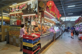 The barbecued meats stall at the market in Ang Mo Kio Avenue 10.