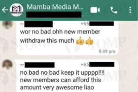A screengrab of the WhatsApp group chat Ms YH was added to.