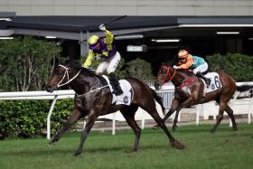Apprentice Angus Chung saluting on Colourful Emperor over 1,200m at Happy Valley on May 1. The combination will take some beating in Race 9 on May 22 as they look to seal their fourth victory over the course and distance.