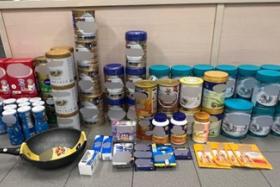 Among the stolen items were tins of baby formula.