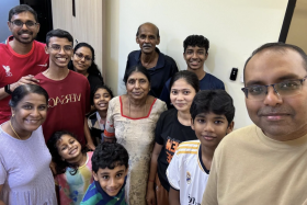 Mr Balakrishnan P Nagan (back row, in polo shirt) with his family.