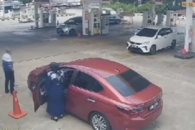 The car owner's 66-year-old mother entering the car.