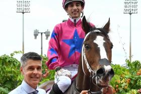 Trainer Ricardo Le Grange leading in Bestseller (Carlos Henrique) after claiming the Group 3 Committee's Prize (1,600m) at Kranji on March 9. Bernardo Pinheiro will be the pilot in the Group 3 Silver Bowl (1,400m) on June 9.
