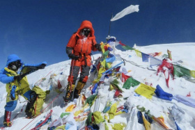 Mr Shrinivas Sainis Dattatraya reached the summit of Mount Everest on May 19, 2023, but went missing soon after. Photo: Prakash Chandra Devkota