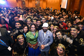 Indian star Kamal Haasan at the fan meet on June 29.