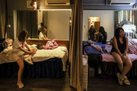 Four women from the massage parlour were arrested for suspected prostitution.
