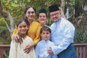 Harith Iskander and Dr Jezamine Lim with their children Zander Xayne, Alessandra Jayne and Zydane Zayne.