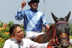 Ruan Maia aboard his last Kranji winner, the Tan Kah Soon-trained  Ocean Jupiter on July 28.