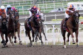 Elliot Ness (Manoel Nunes) leaving his rivals battling in his wake in the $50,000 Class 4 Division 2 (1,100m) race at Kranji on Sept 21.
