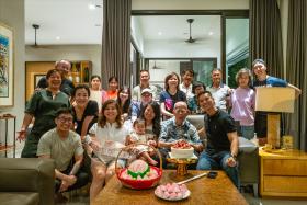 Mr Dong Shizhu and his family during his birthday celebrations last month.