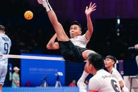 Muhammad A&#039;fif Safiee in action for Singapore during the Asian Games sepak takraw competition in Hangzhou. 